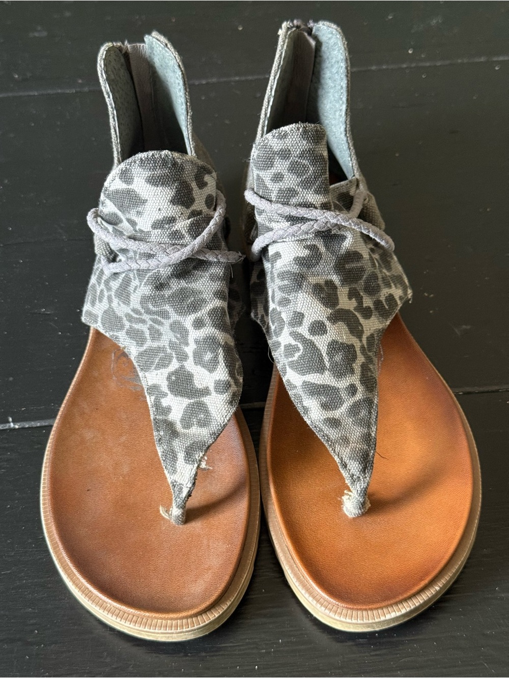 Very G Gray Leopard “Angelica” Sandals
